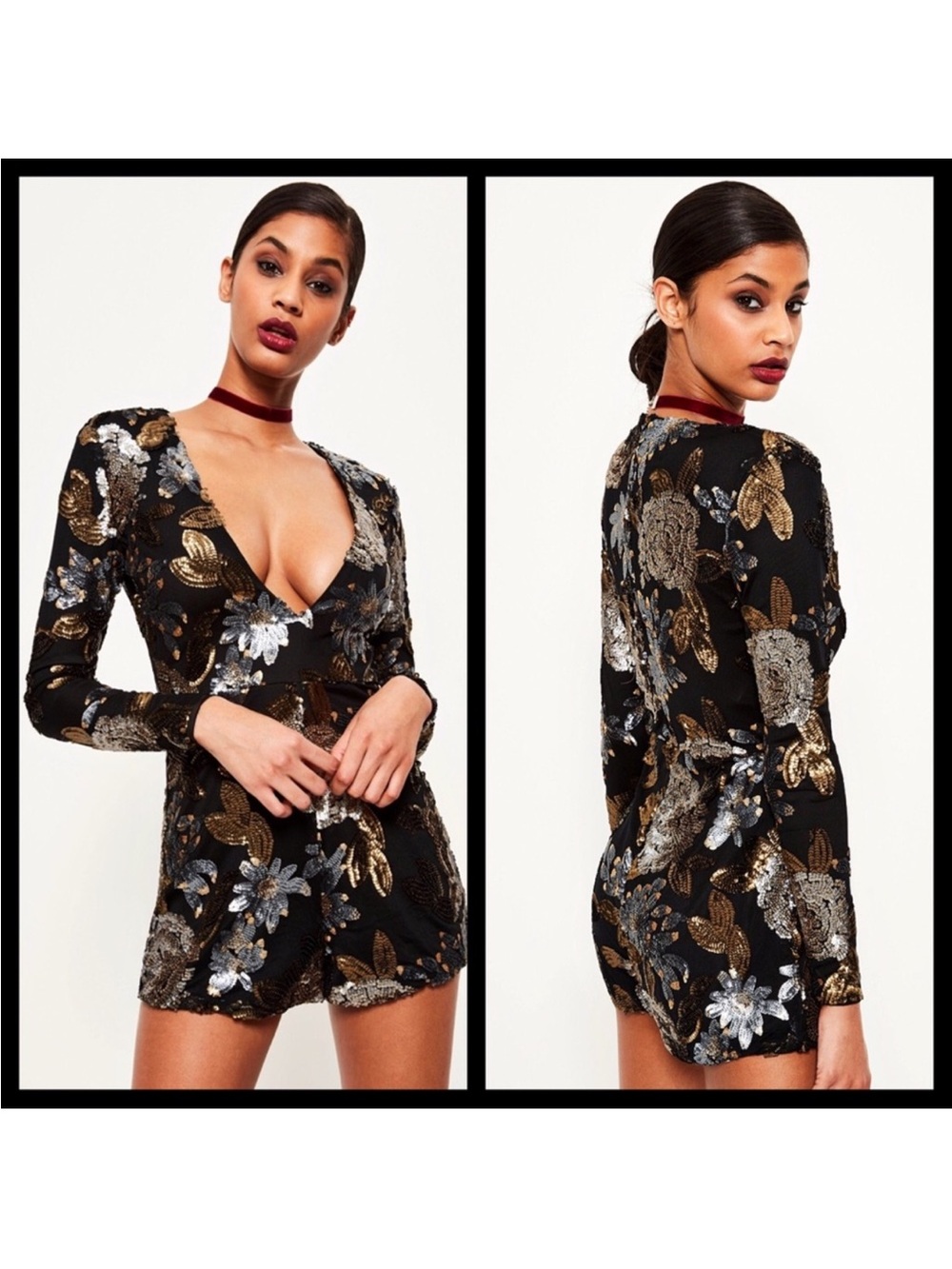 Missguided Premium Collection Floral Sequin Romper